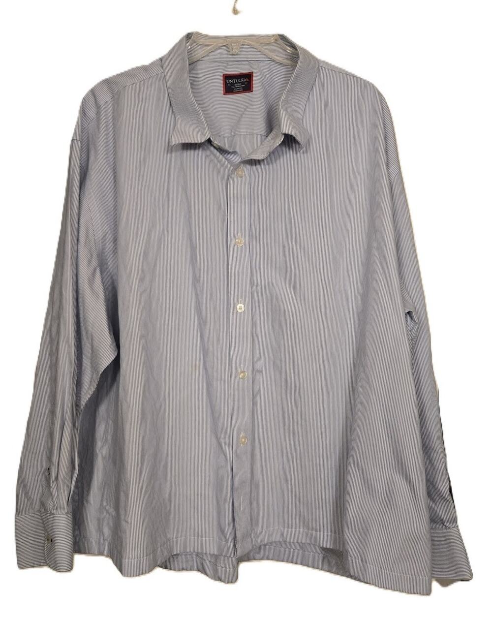 UNTUCKit Men's Wrinkle-Free Striped Button-Up Shirt Blue White XXXL Tall 3XLT